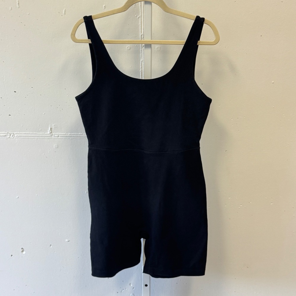 MATE the Label Organic Cotton Scoop Back Romper Black Size L Sleeveless Bodysuit